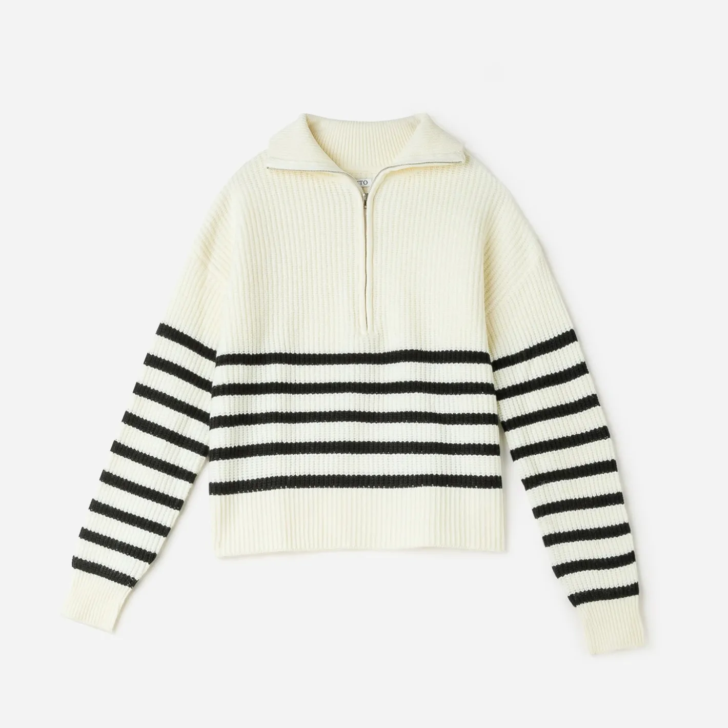 Pull marinière écru tricot à col camionneur^Texto Sale