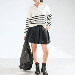 Pull marinière écru tricot à col camionneur^Texto Sale