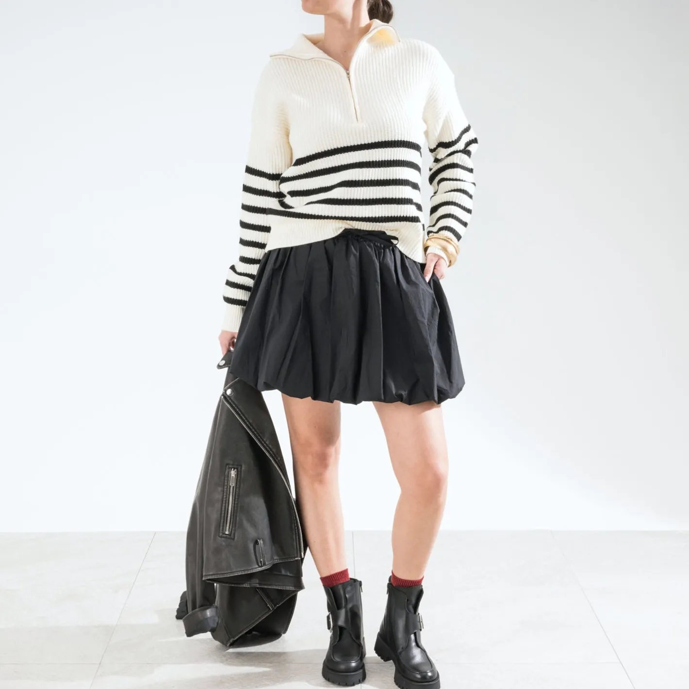 Pull marinière écru tricot à col camionneur^Texto Sale
