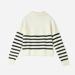 Pull marinière écru tricot à col camionneur^Texto Sale
