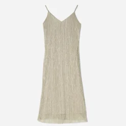 Robe beige métallisé fines bretelles^Texto Online
