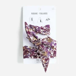 Rubans-foulards prune à imprimé fleuri^Texto Clearance