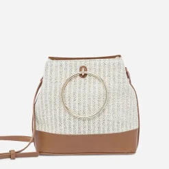 Sac à main bi matière camel et effet tressé^Eram Online