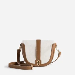 Sac à main bi-matière cognac et textile^Eram