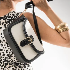 Sac à main bi-matière et textile beige^Eram Sale
