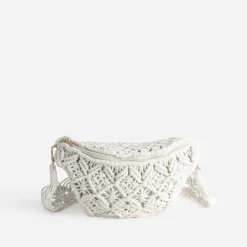 Sac banane écru macramé^Texto Hot