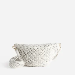 Sac banane écru macramé^Texto Hot