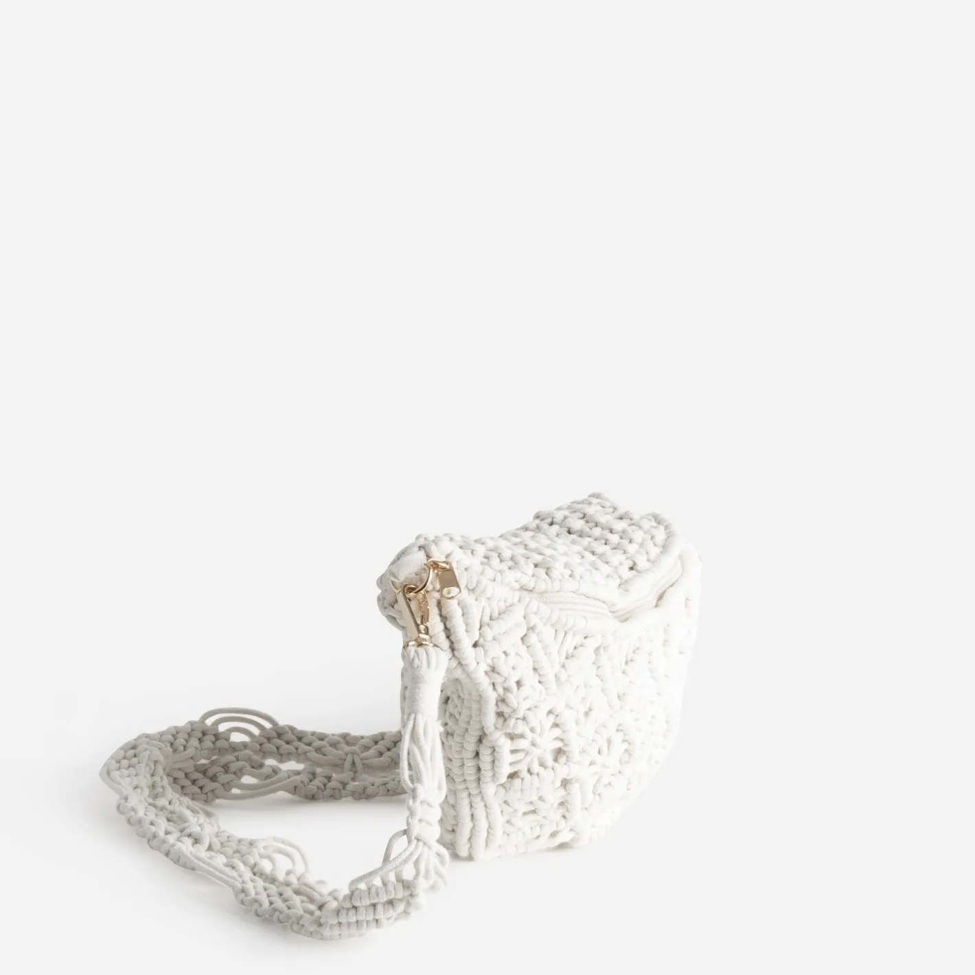 Sac banane écru macramé^Texto Hot