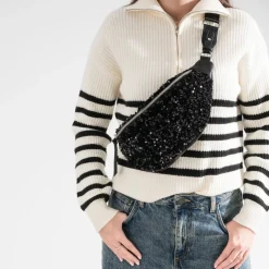 Sac banane e bi-matière à sequins^Texto Clearance