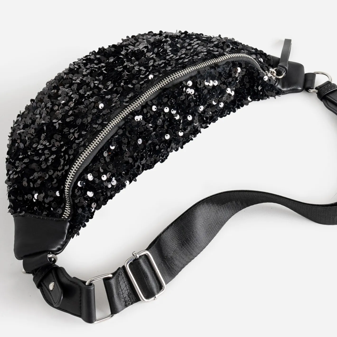 Sac banane e bi-matière à sequins^Texto Clearance