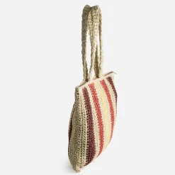 Sac beige paille papier motif rayures^Eram Outlet