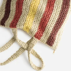 Sac beige paille papier motif rayures^Eram Outlet
