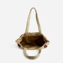 Sac beige paille papier motif rayures^Eram Outlet