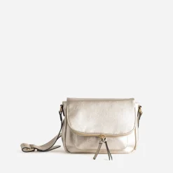 Sac besace doré avec rabat zippé^Eram Hot