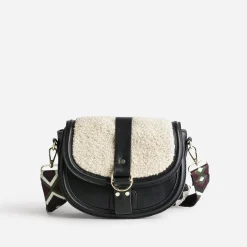 Sac besace avec rabat tissu Sherpa^Texto