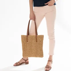 Sac cabas foncé paille papier^Eram New