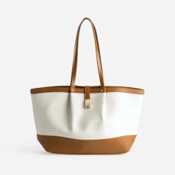 Sac cabas toile bi-matière cognac^Eram Hot