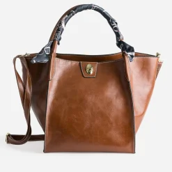 Sac cabas cognac décor foulard^Eram Outlet