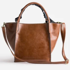 Sac cabas cognac décor foulard^Eram Outlet