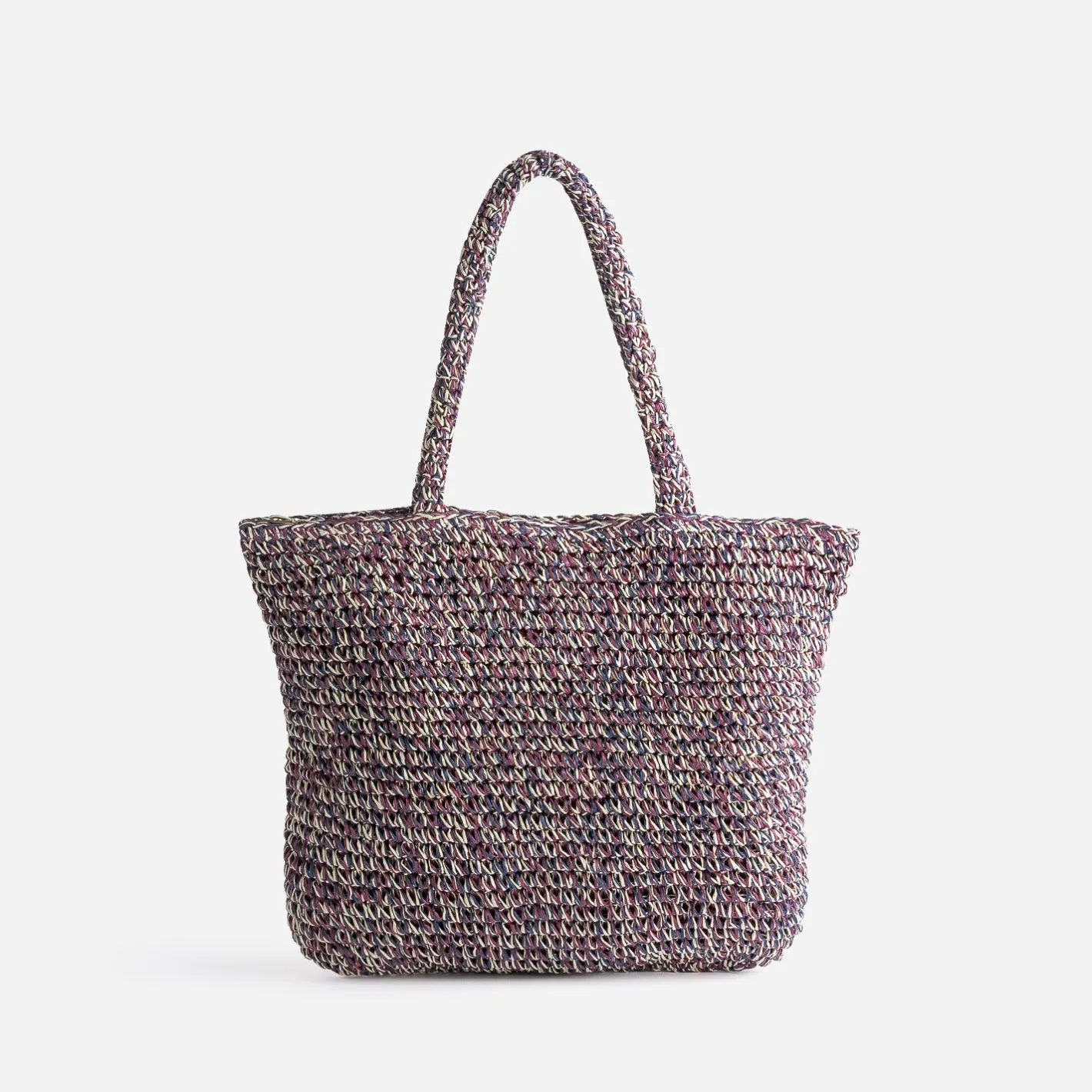 Sac cabas prune, marine, écru tressé^Eram Sale