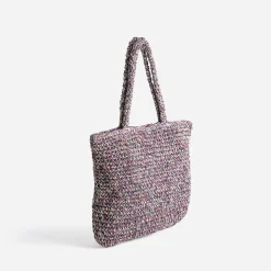 Sac cabas prune, marine, écru tressé^Eram Sale