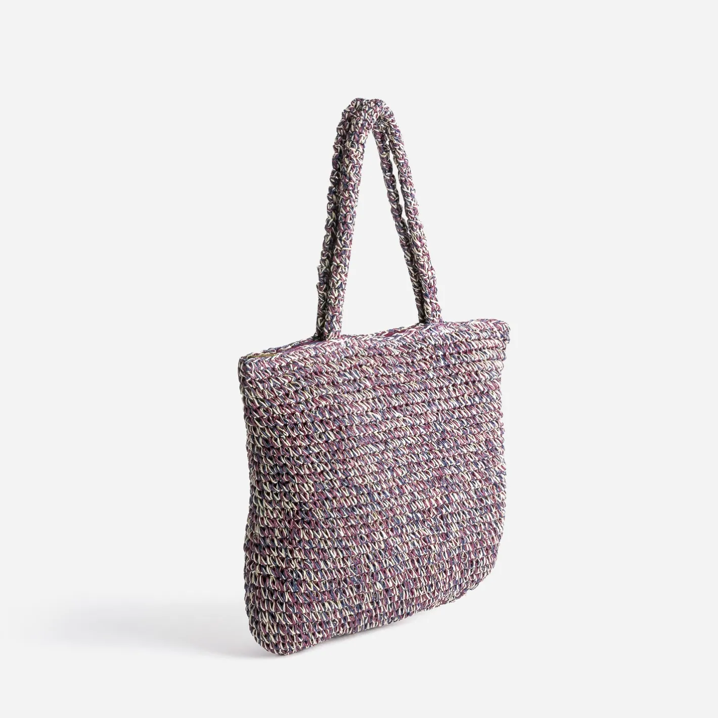 Sac cabas prune, marine, écru tressé^Eram Sale