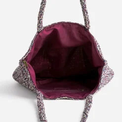 Sac cabas prune, marine, écru tressé^Eram Sale