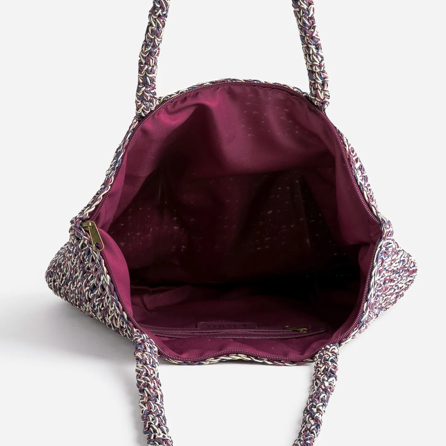 Sac cabas prune, marine, écru tressé^Eram Sale