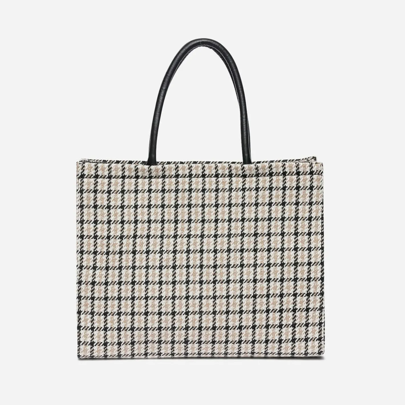 Sac cabas , écru et noir à carreaux^Texto Clearance