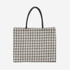 Sac cabas , écru et noir à carreaux^Texto Clearance