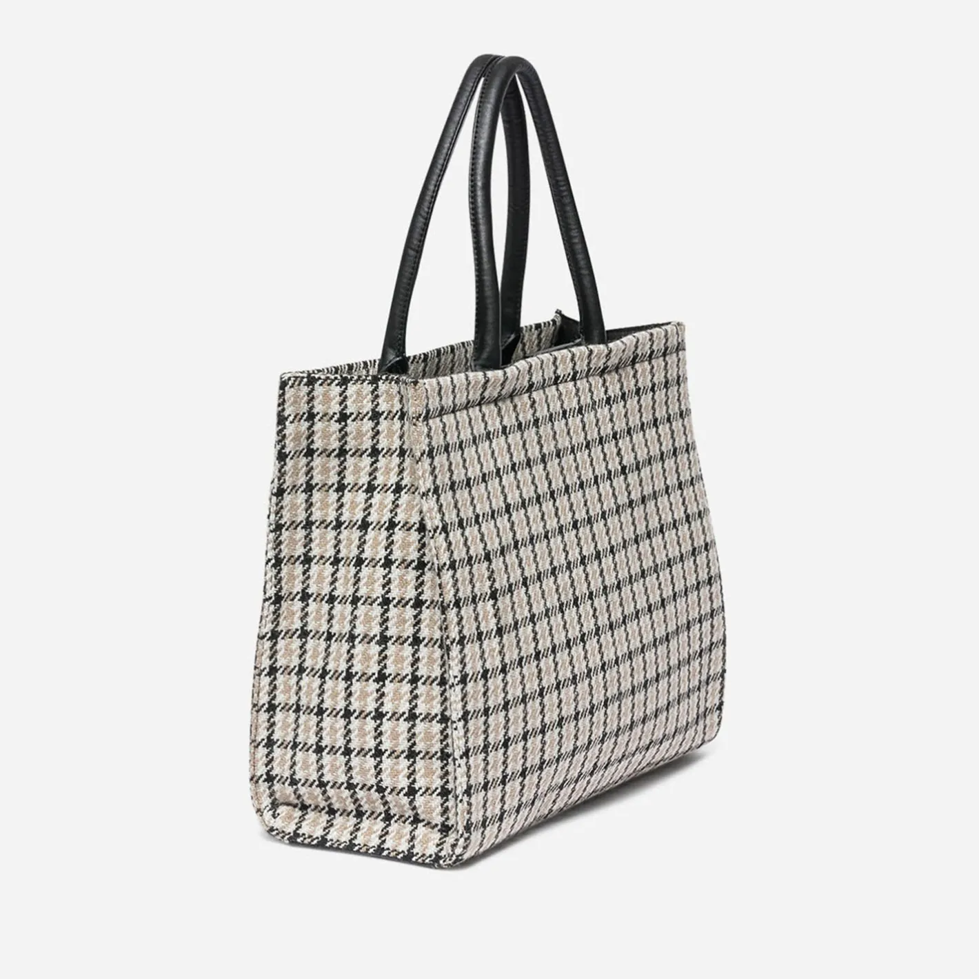 Sac cabas , écru et noir à carreaux^Texto Clearance