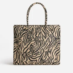 Sac cabas beige foncé à motif zébré^Texto Online