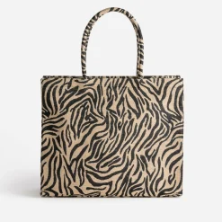 Sac cabas beige foncé à motif zébré^Texto Online