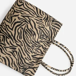 Sac cabas beige foncé à motif zébré^Texto Online