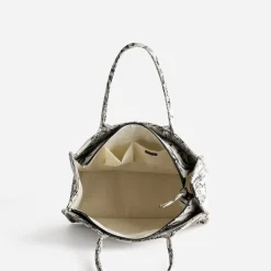 Sac cabas beige jacquard motif villages^Texto New
