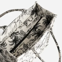Sac cabas beige jacquard motif villages^Texto New