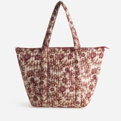 Sac cabas beige motif floral rouge^Texto Online