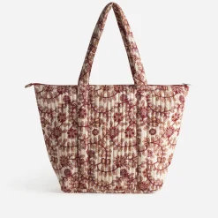 Sac cabas beige motif floral rouge^Texto Online