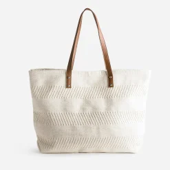Sac cabas TEXTO écru textile tissé^Eram Sale