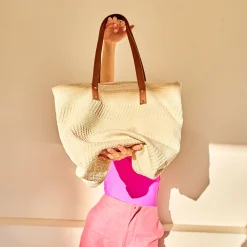 Sac cabas TEXTO écru textile tissé^Eram Sale