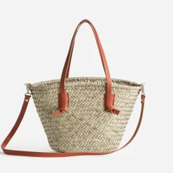 Sac panier beige en paille anses^Eram New