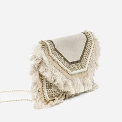Sac pochette chiné en textile à broderies ethniques^Texto Online