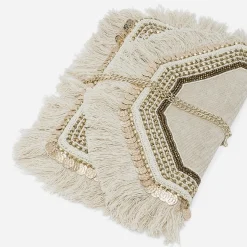 Sac pochette chiné en textile à broderies ethniques^Texto Online