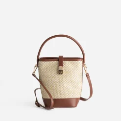 Sac seau paille papier et camel^Eram Outlet
