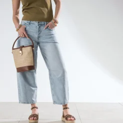 Sac seau paille papier et camel^Eram Outlet