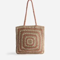 Sac beige, écru et terracotta tressé^Texto Clearance