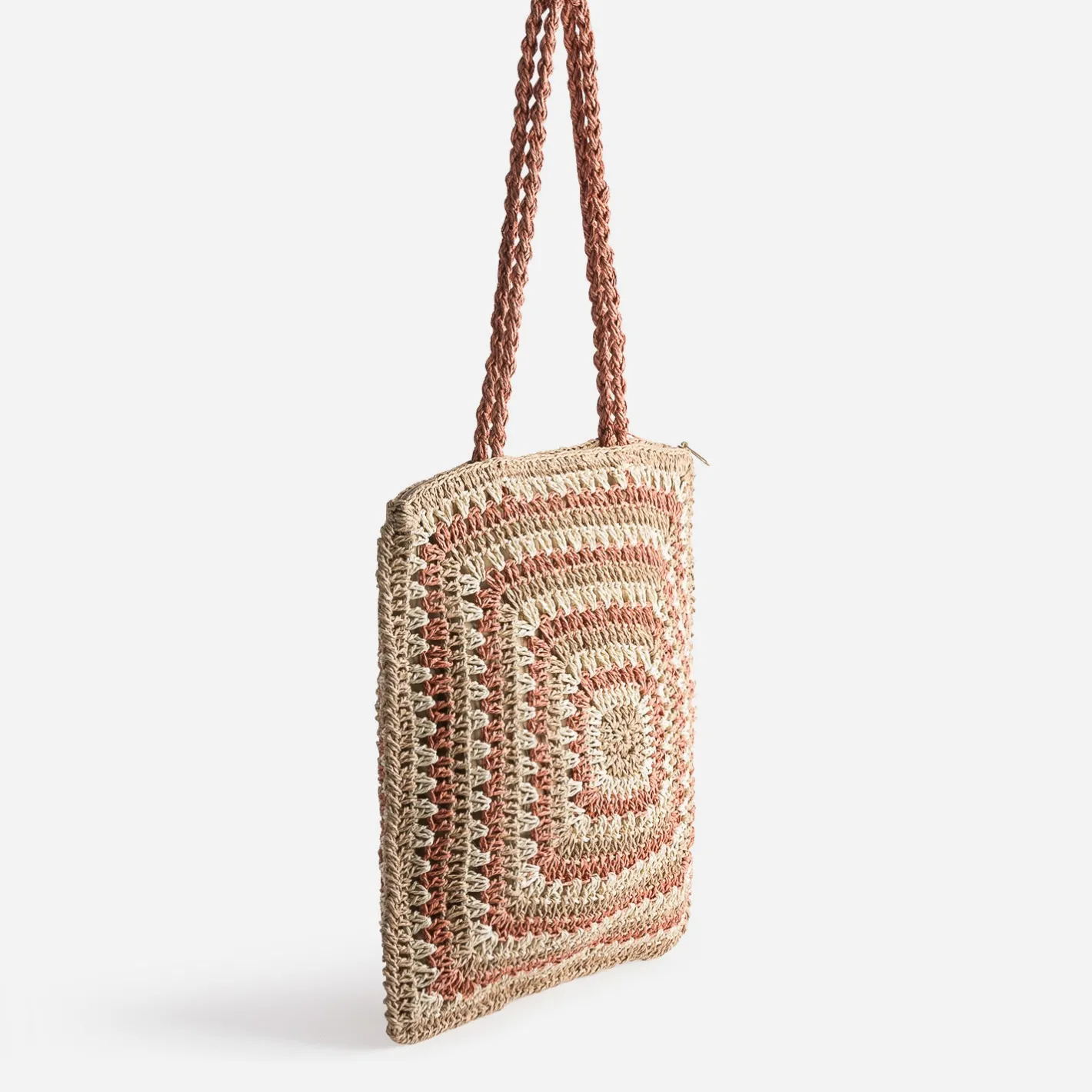 Sac beige, écru et terracotta tressé^Texto Clearance