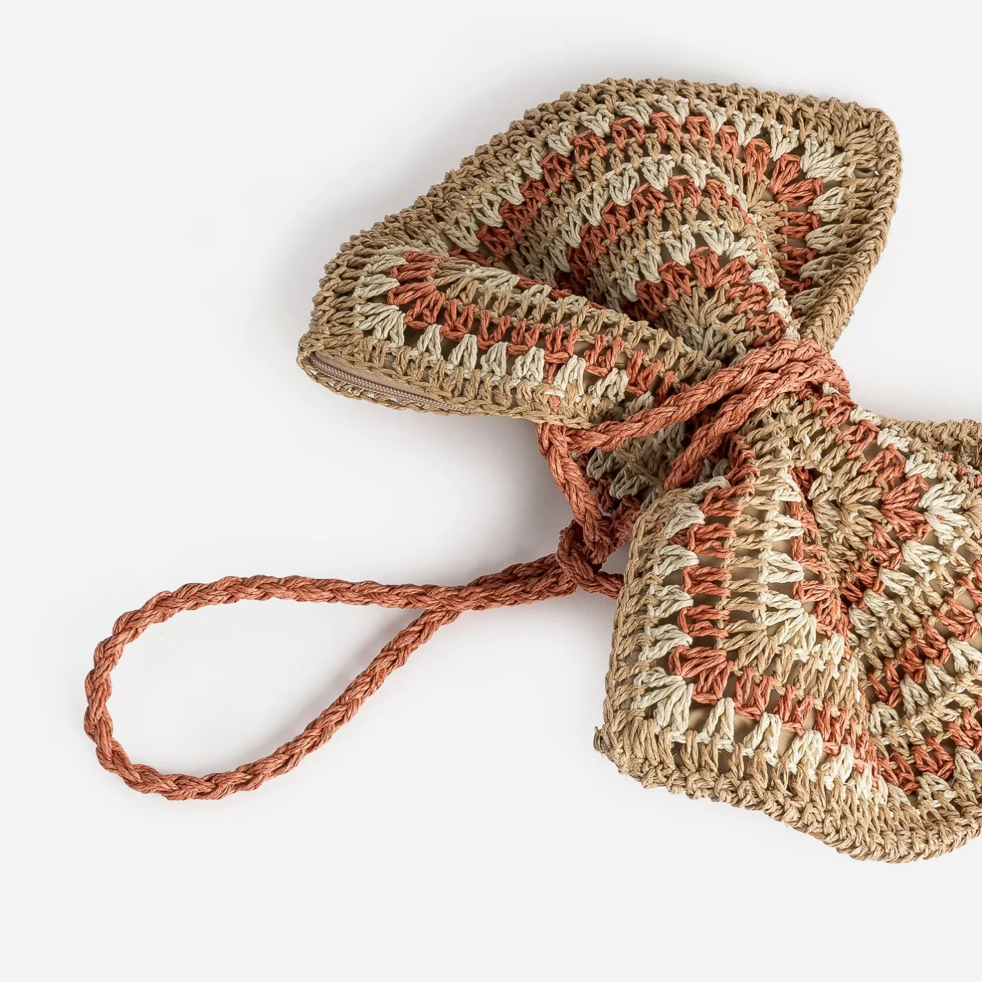 Sac beige, écru et terracotta tressé^Texto Clearance