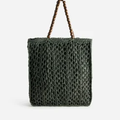 Sac crochet et anses perles bois^Texto Sale