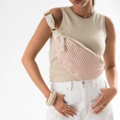 Sac-banane corail toile motif rayures^Eram Hot